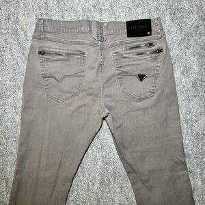 Y2K Guess Faded Black Denim Jeans Double Zip Back Pocket 34x32 Tag 31" Inseam